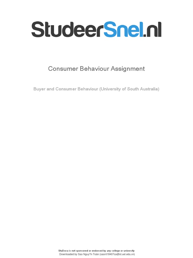 Consumer Behaviour Assignment Consumer Behaviour Assignment | PDF ...