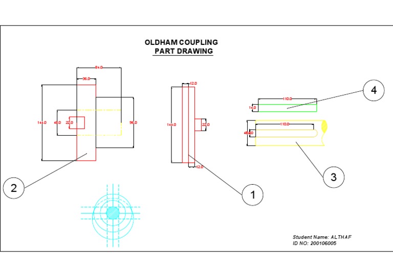 Oldham Coupling Part Drawing | PDF