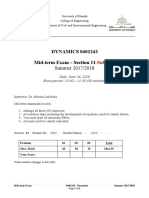 DYNAMICS 0401243 Mid-Term Exam - Section 11: Summer 2017/2018