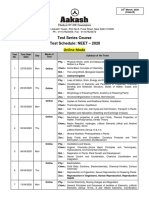 Online Mode: Test Series Course Test Schedule: NEET - 2020