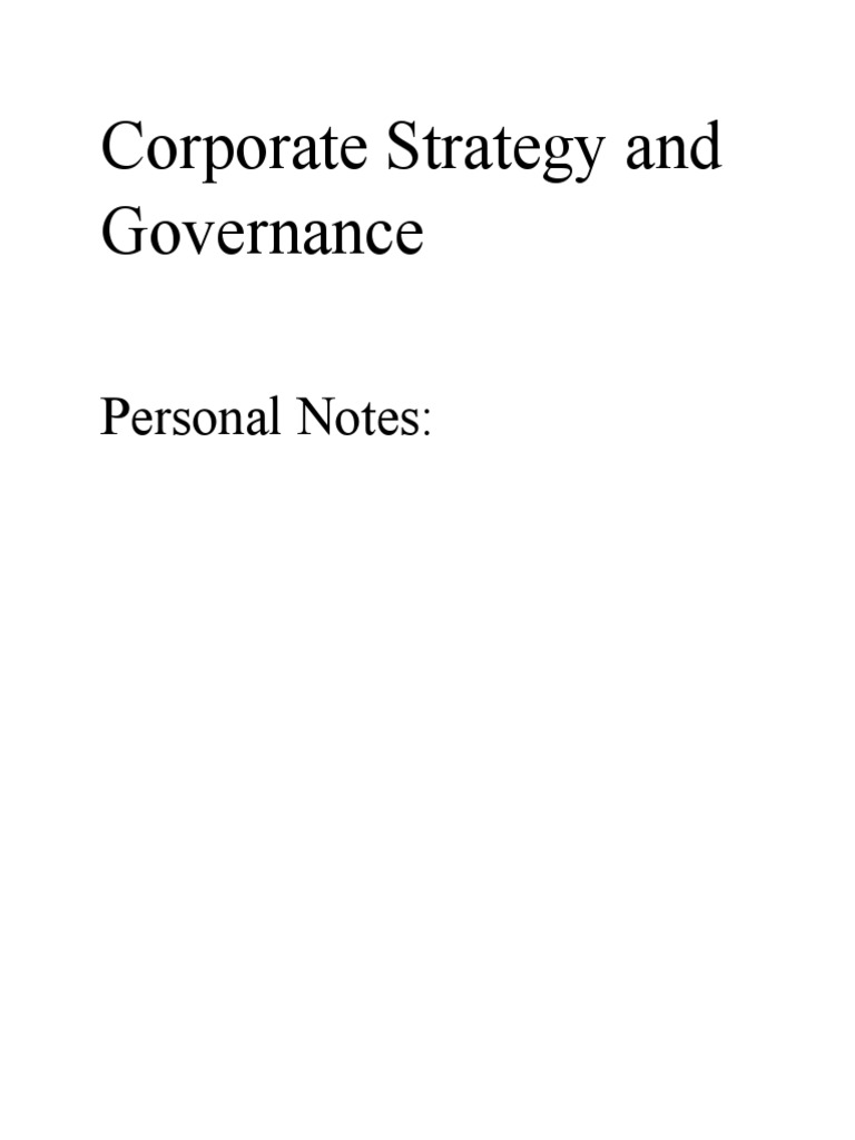 Corporate Strategy and Governance | PDF | Strategic Management ...