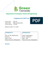 Department of Computer Science & Engineering: Assignment For Mid Term