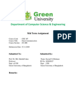 Department of Computer Science & Engineering: Mid Term Assignment