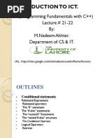 II&CT Lecture 21 - 22 Programming Fundamentals in C++ (Conditinal Statements)