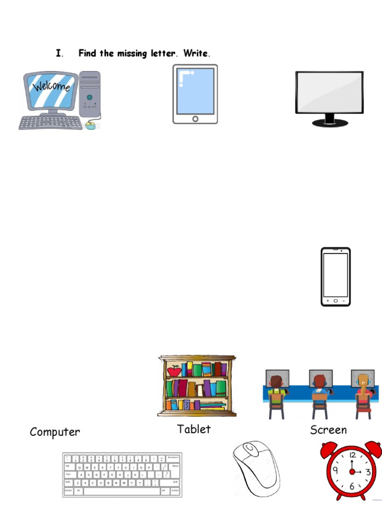 I. Find The Missing Letter. Write.: Screen Tablet Computer | PDF