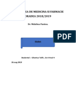 Facultatea de Medicina Si Farmacie ORADEA 2018/2019: Dr. Mdalina Pantea