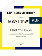 Saint Louis University: Dean'S List Award