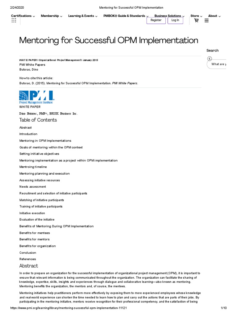 Mentoring For Successful OPM Implementation | PDF | Mentorship ...