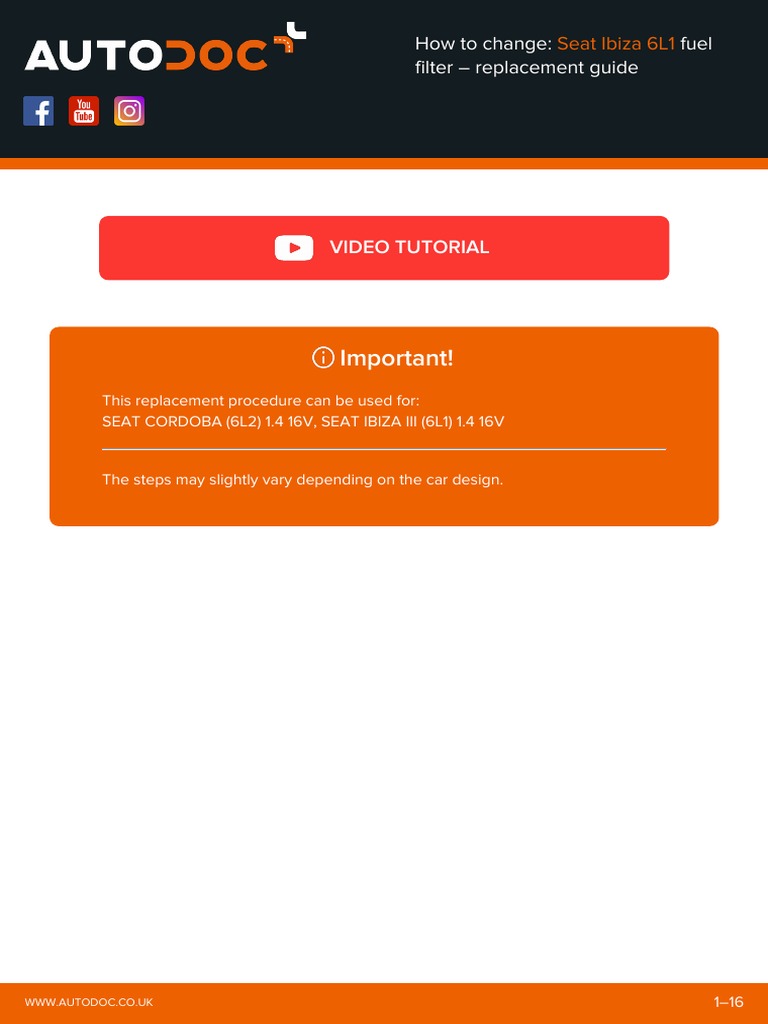 How To Change Seat 6L1 Fuel Filter Replacement Guide PDF