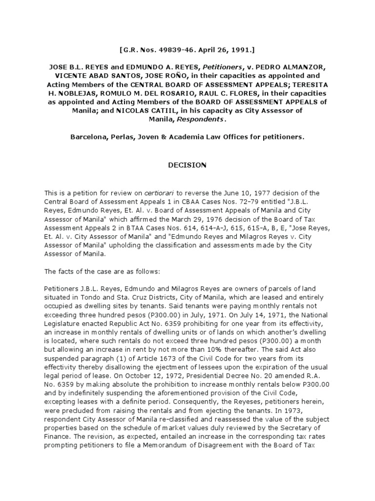 Reyes v almanzor pdf real estate appraisal market value