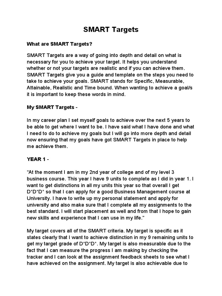 Smart Targets | PDF | Goal | Experience