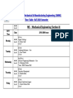 NUST School of Mechanical & Manufacturing Engineering (SMME) Time Table - Fall 2020 Semester