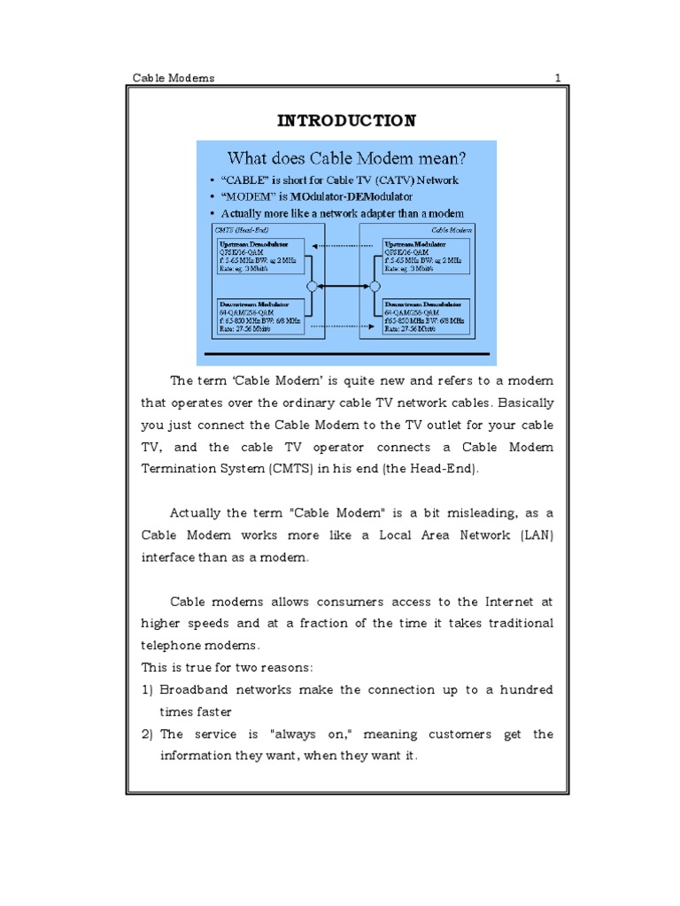 Understanding Cable Modems and Their Types | PDF | Business | Computers