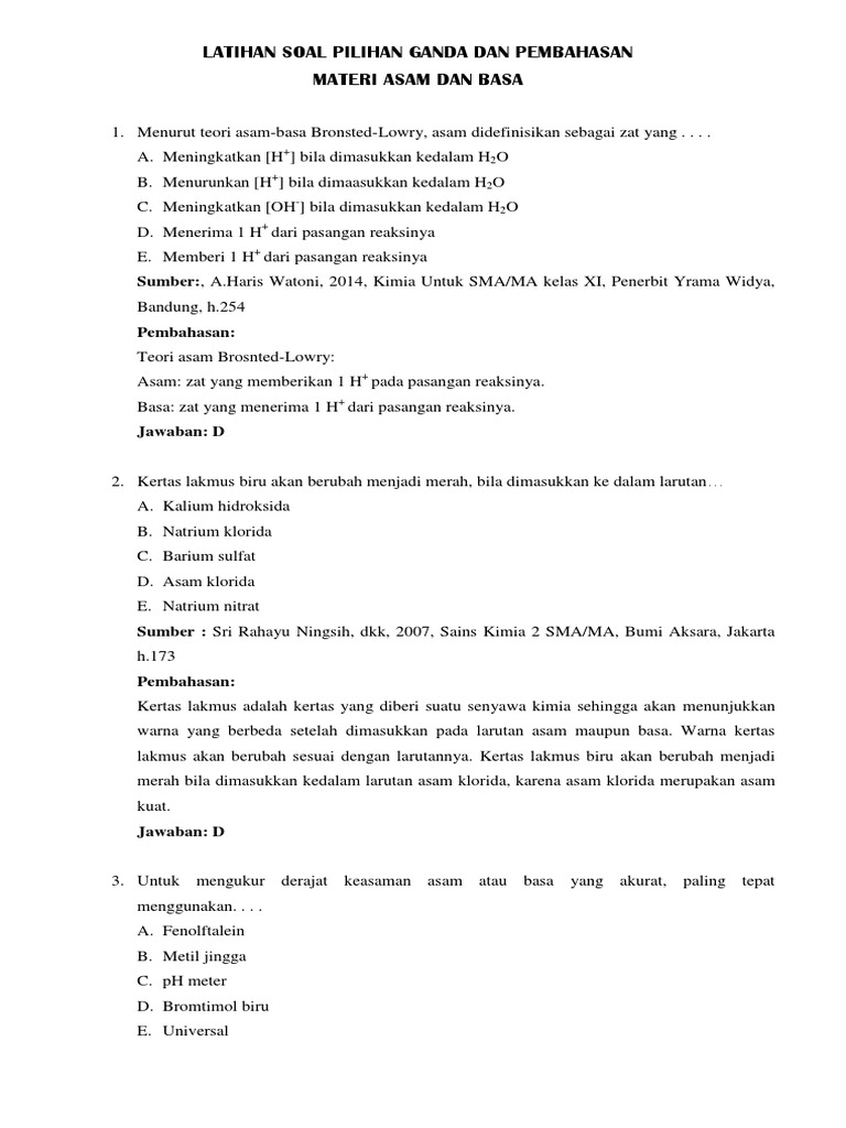 Menurut teori asam-basa bronsted-lowry, asam didefinisikan sebagai zat yang