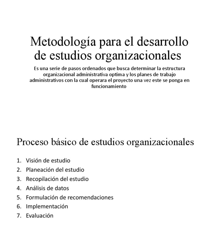 Metodología para El Desarrollo de Estudios Organizacionales | PDF ...