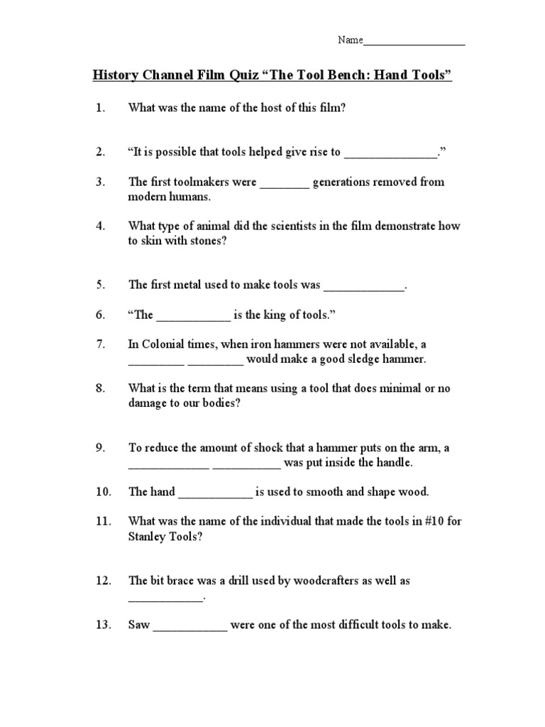 Hand Tools Film Quiz