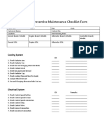 Preventive Maintenance Checklist Form in Word Format