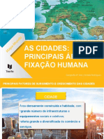 As Cidades Principais Áreas de Fixação Humana