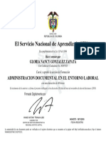 Certificado Sena Administracion Documental en El Entorno Laboral