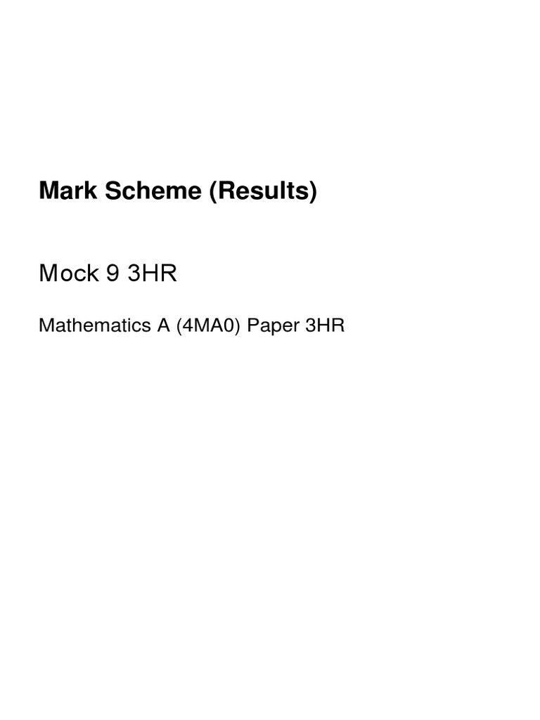 Mathematics A Mark Scheme Overview | PDF | Numbers | Mathematical Concepts