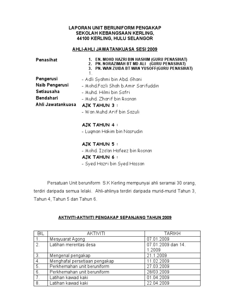 Laporan Unit Beruniform Pengakap