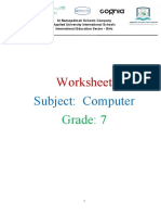 Worksheet: Subject: Computer