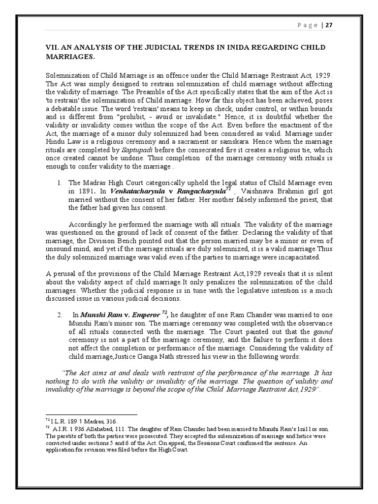 Judicial Trends on Child Marriages in India | PDF | Child Marriage ...