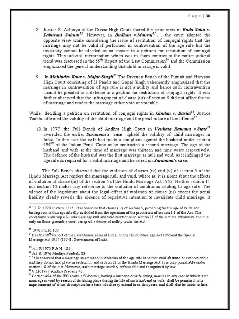 Legal Validity of Child Marriages in India | PDF | Marriage | Public Law