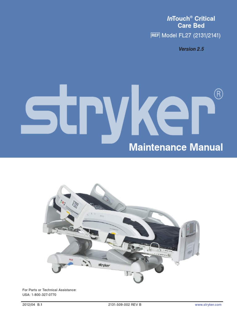 Manual de Servicio Cama de UCI Stryker InTouch Critical Care (Inglés