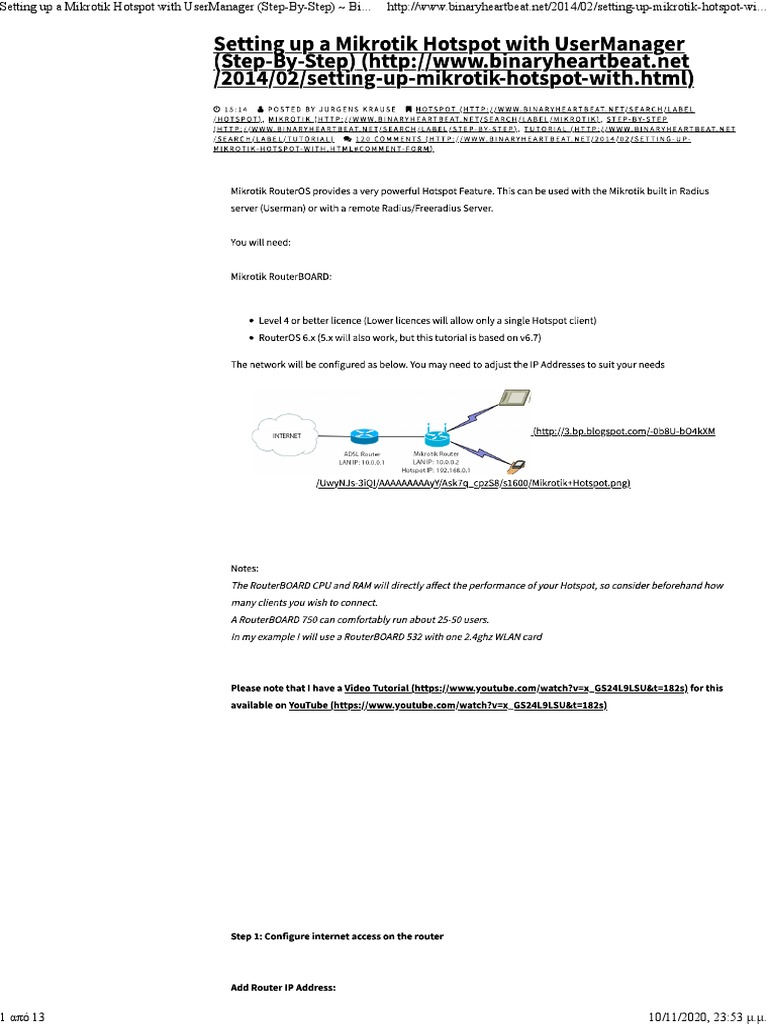 Mikrotik Hotspot UserManager Setup Guide | PDF | Printing | Media ...
