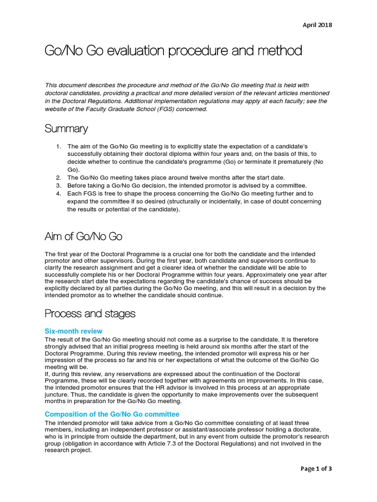 Go No Go Regulations PDF | PDF | Doctorate | Graduate School