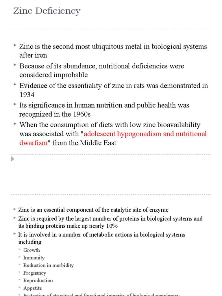 Zinc Deficiency Adolescent Hypogonadism and Nutritional Dwarfism PDF