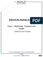 Edexcel IAL Biology A-level Topic 1 Molecules, Transport and Health