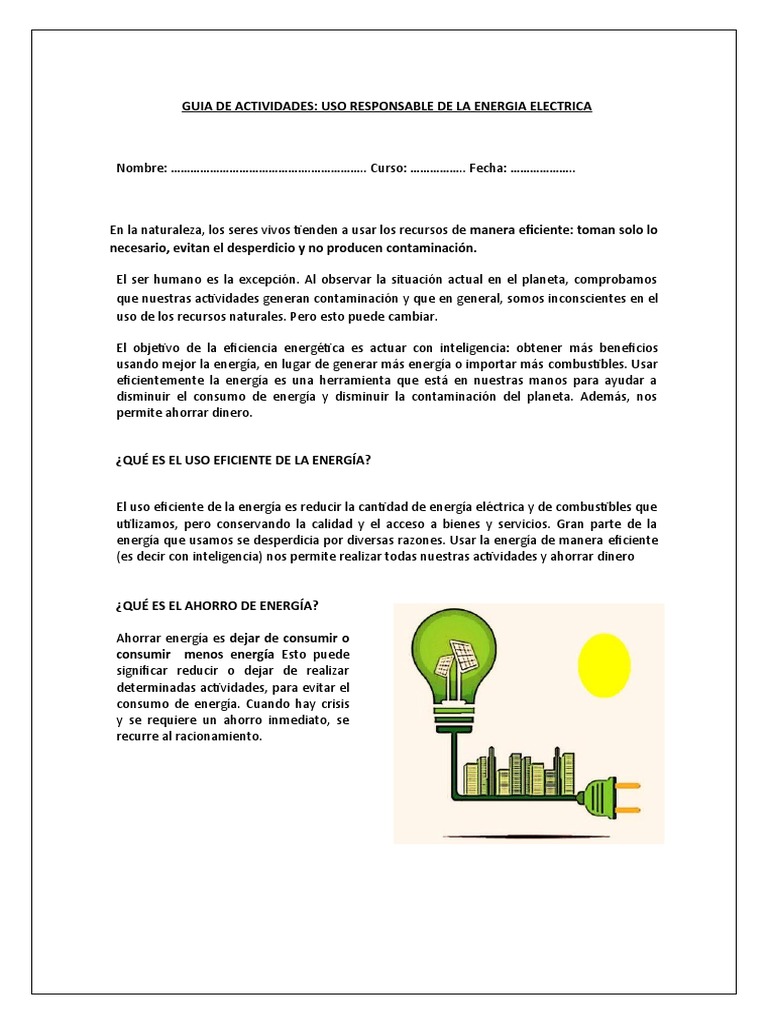 Guia de Actividades Uso Responsable de La Energia | PDF