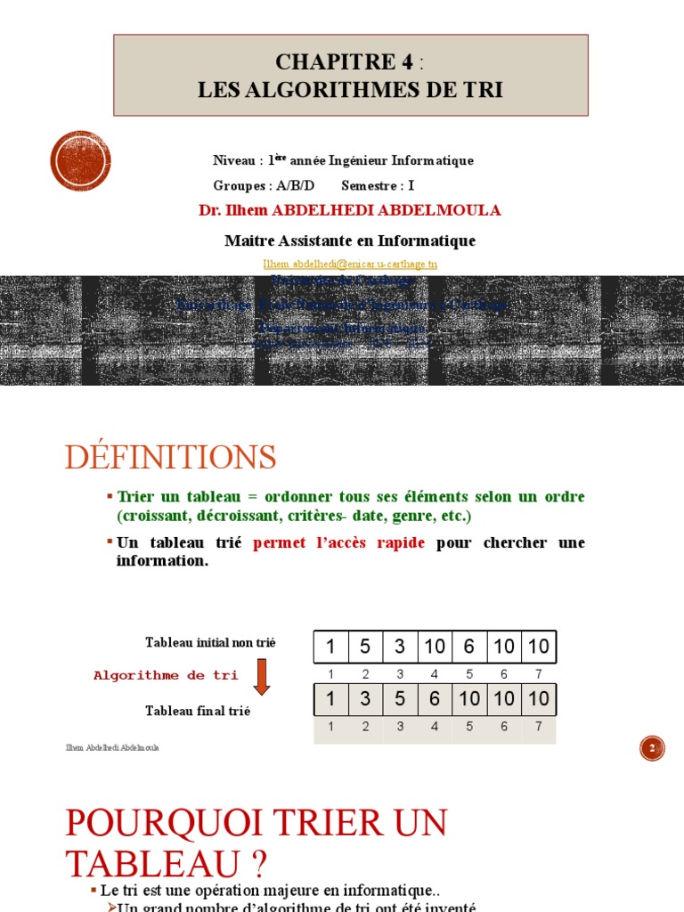 Algorithmes de Tri PDF Extremum Informatique