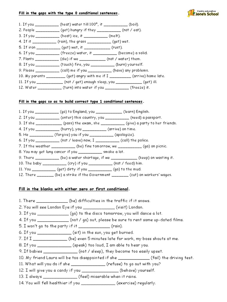 Conditional Sentences - Type 0 1, PDF, Water