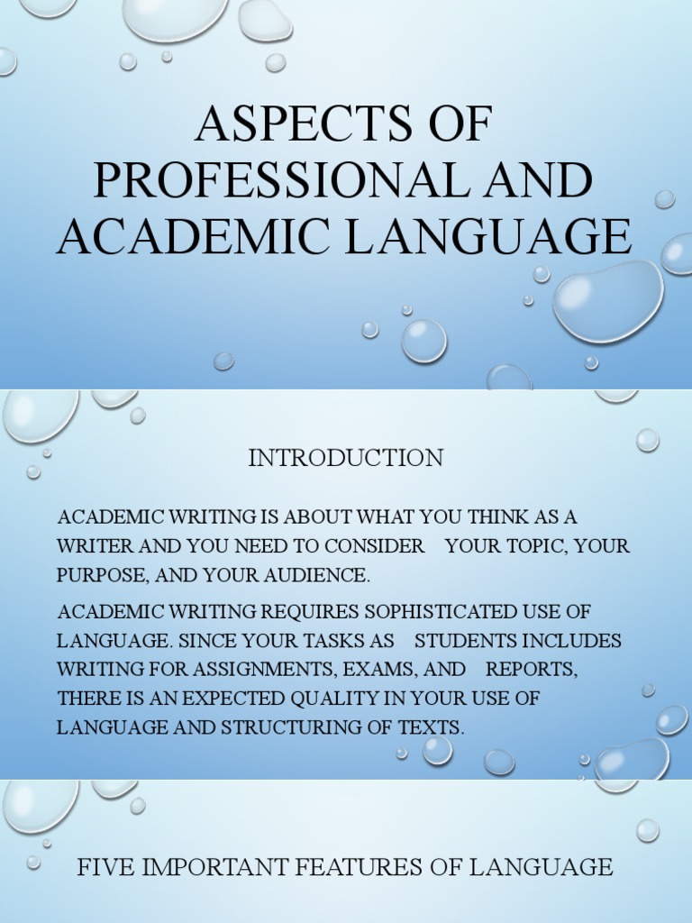 Aspects of Professional and Academic Language | PDF | Verb | Sentence ...