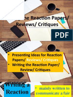 Reaction Paper, Review, Critique