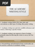 The Academic Writing Style