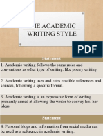 The Academic Writing Style