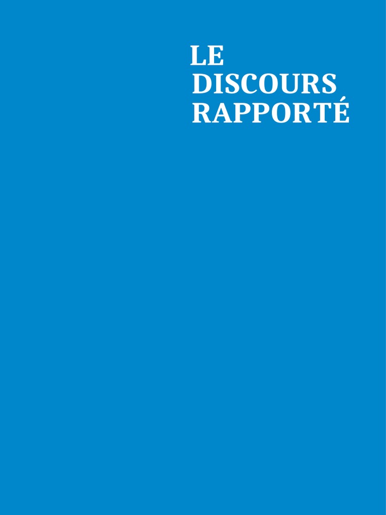 Discours rapporté : direct et indirect | PDF | Phrase | Discours ...