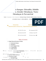 Himalayan Ranges - Shiwaliks, Middle Himalayas, Greater Himalayas, Trans-Himalayas & Purvanchal - PMF IAS