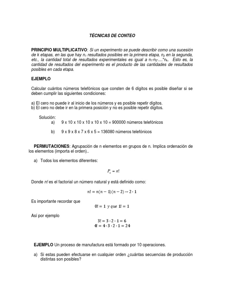 Técnicas de conteo y probabilidad: principios multiplicativos ...