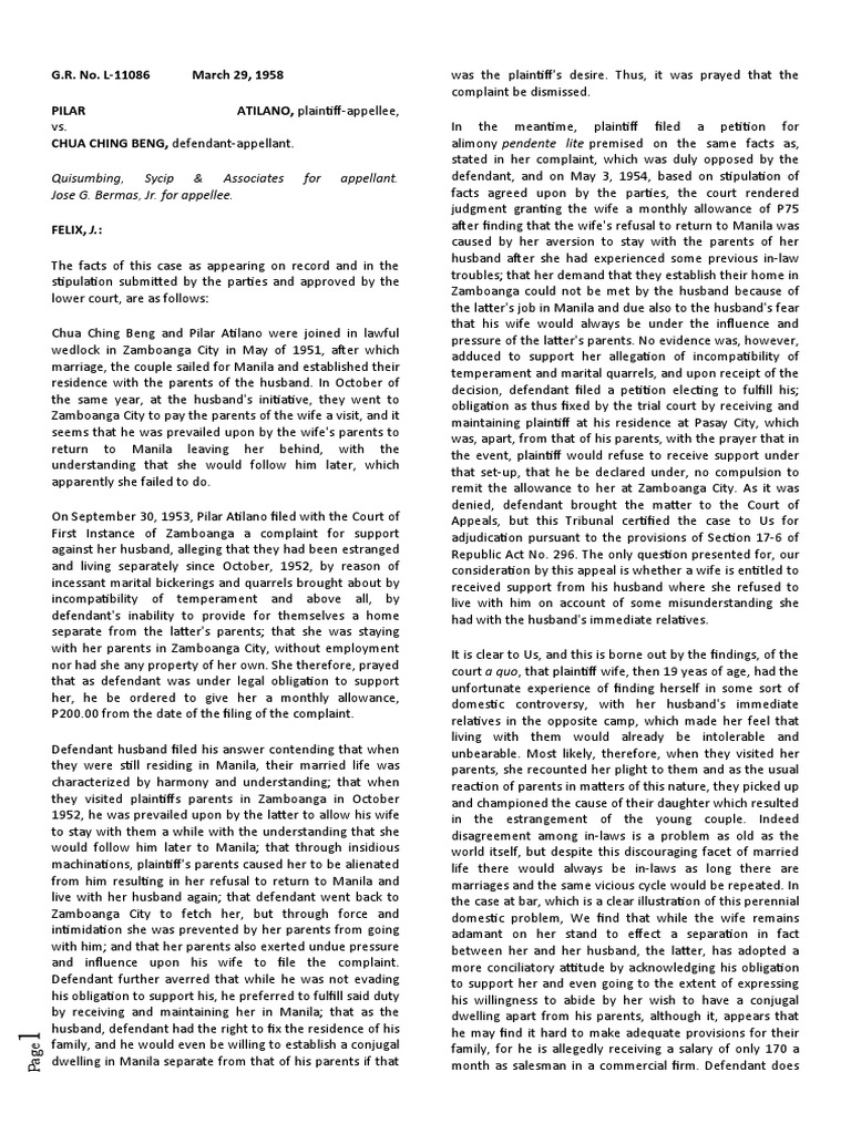 Cases - RIGHTS AND OBLI OF SPOUSES | PDF | Wife | Marriage