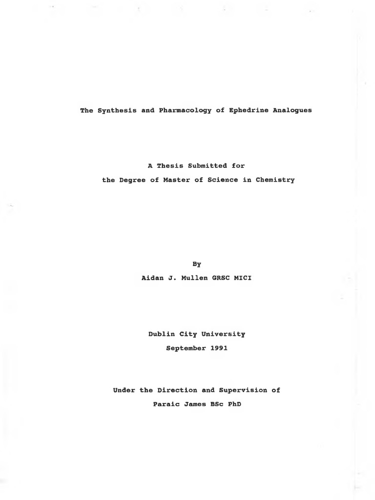 The Synthesis and Pharmacology of Ephedrine Analogues PDF | PDF ...