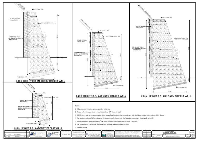 7.00M Height R.R. Masonry Breast Wall 5.20M Height R.R. Masonry Breast ...