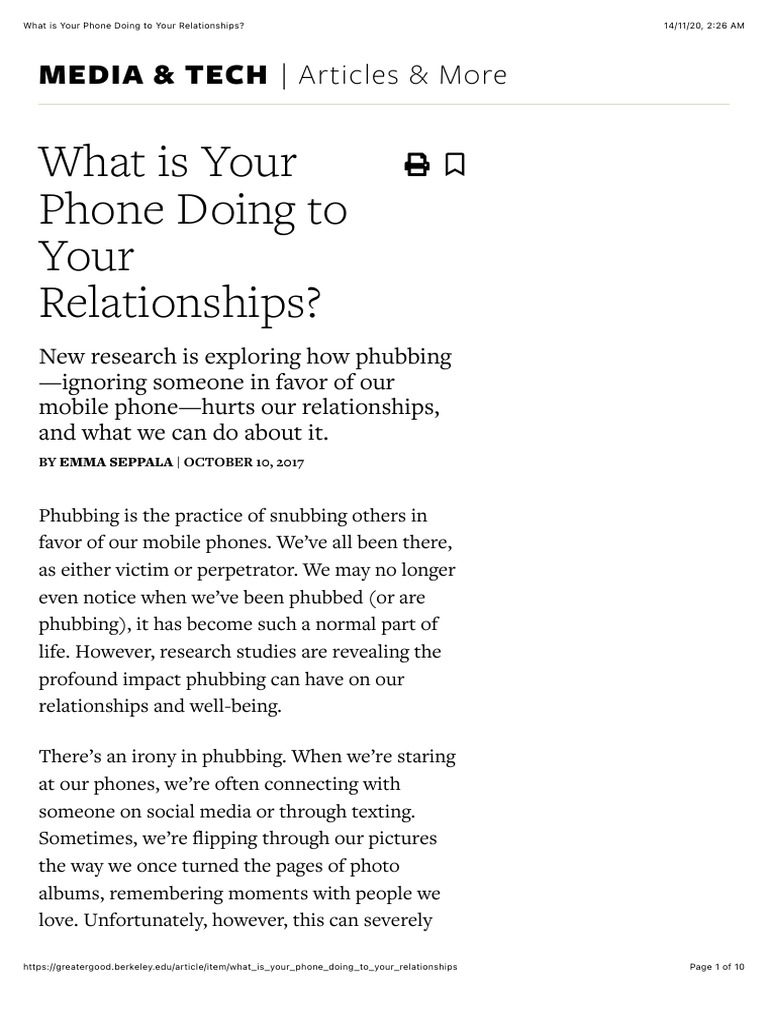 Phubbing's Impact on Relationships | PDF | Friendship | Social Media
