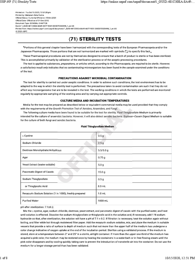 USPNF (71) Sterility Tests PDF