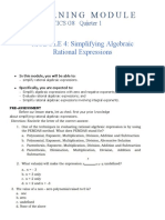 Learning Module: MODULE 4: Simplifying Algebraic Rational Expressions