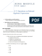 Learning Module: MODULE 5: Operations On Rational Algebraic Expressions
